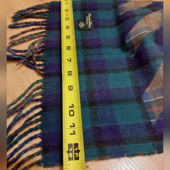CHRISTIAN DIOR Blue & Red Plaid Wool Scarf Unisex - Picture 6 of 6
